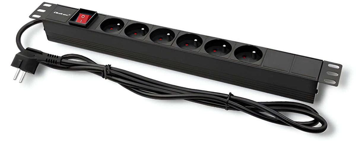 Qoltec PDU Steckdosenleiste für RACK 19' 1U 16A 6xFRENCH 2m