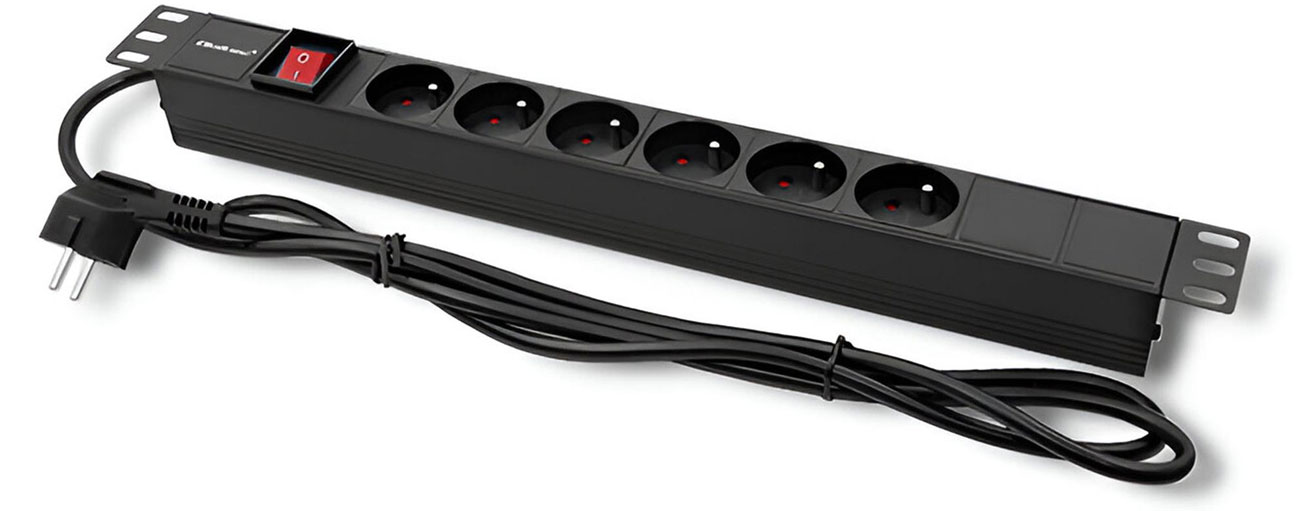 Qoltec PDU Steckdosenleiste für RACK 19' 1U 16A 6xFRENCH 2m