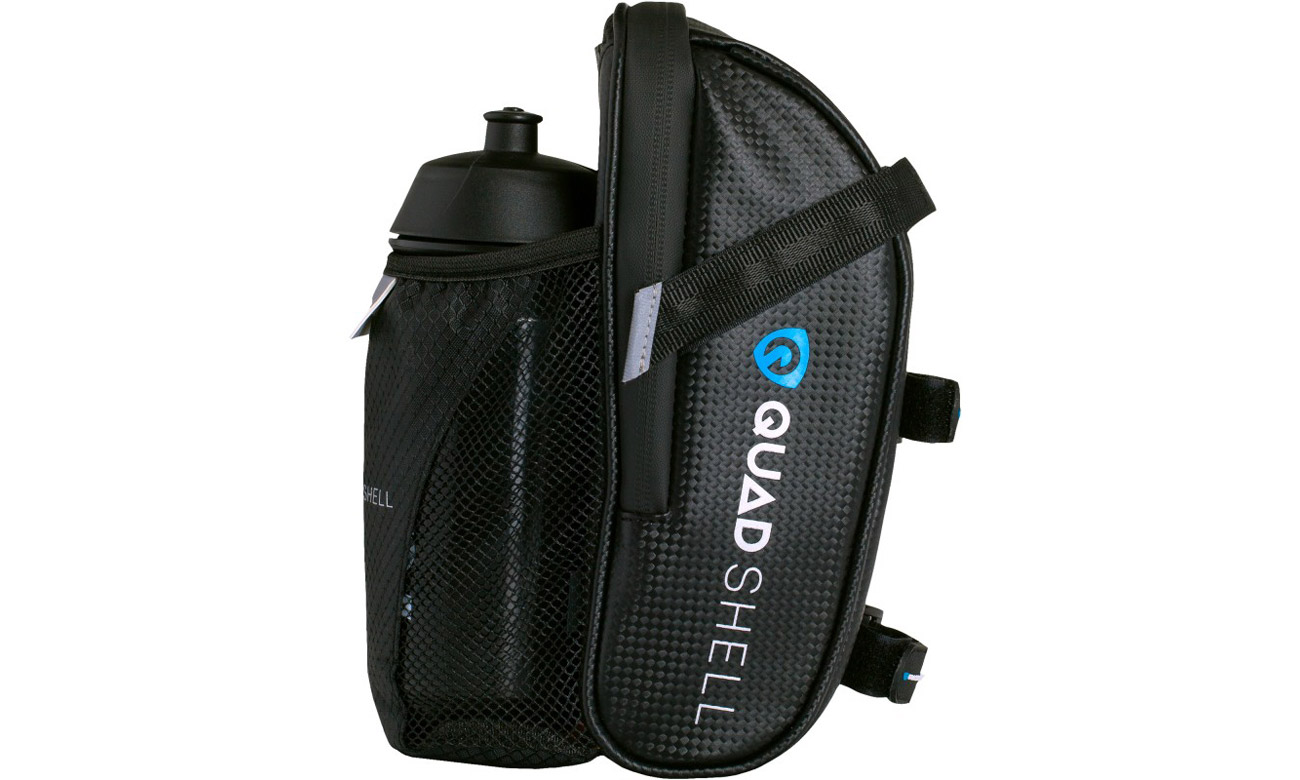 Fahrradtasche QuadShell TORPEDO - Seitenansicht + Trinkflasche