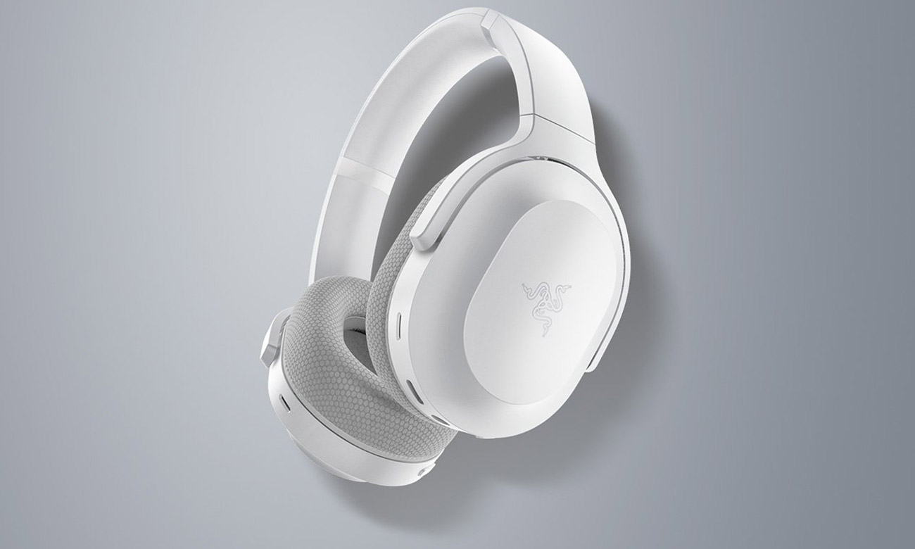 Słuchawki bezprzewodowe Razer Barracuda Mercury - Widok od przodu pod kątem, grafika z tłem