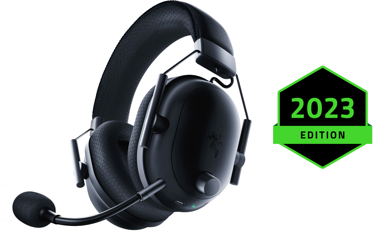 Bezprzewodowy zestaw słuchawkowy Razer BlackShark V2 Pro 2023 Black - Widok od przodu pod kątem