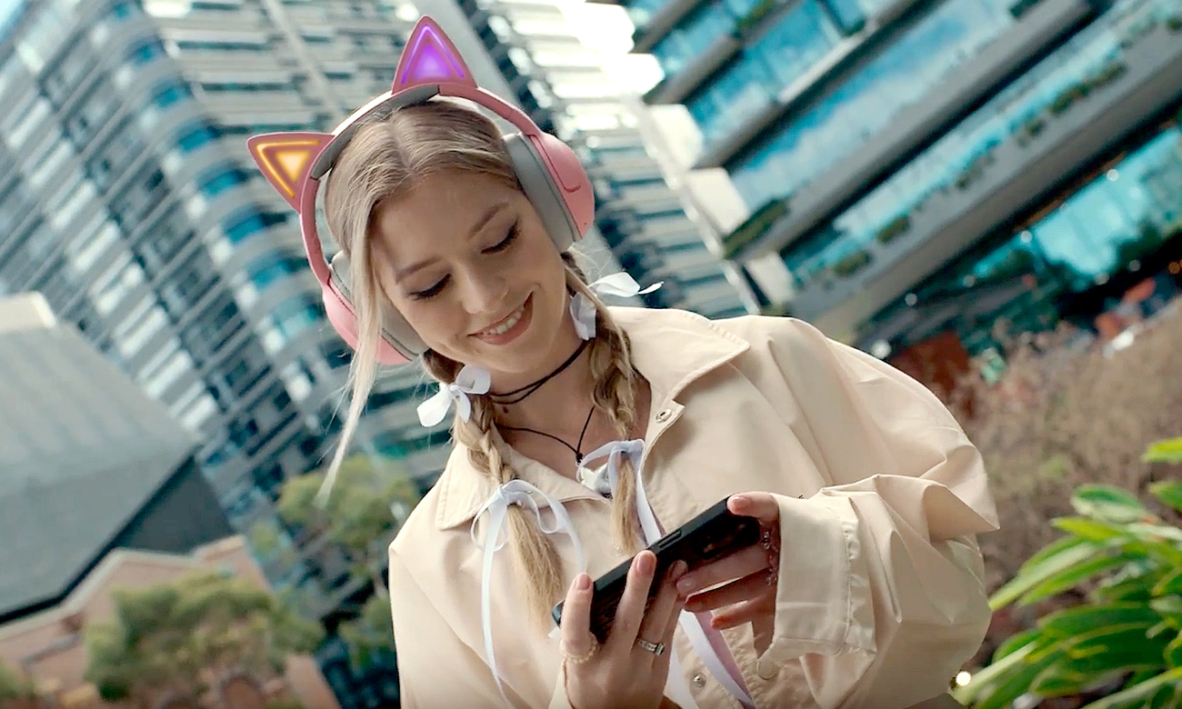 Drahtloses Headset Razer Kraken Kitty V2 BT Quartz - Integrierte Mikrofone mit Umgebungsgeräuschunterdrückungsfunktion