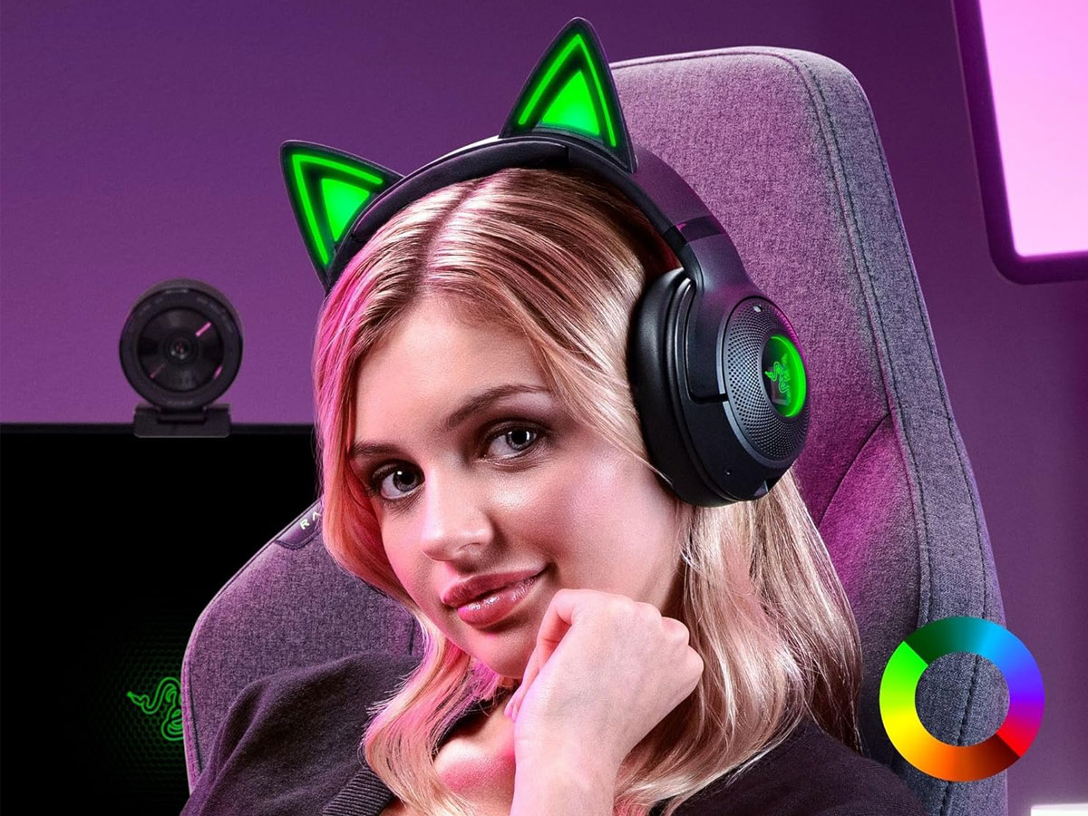 Zubehör für Gaming: Razer Kraken Kitty V2 BT Black - Lifestyle-Grafik