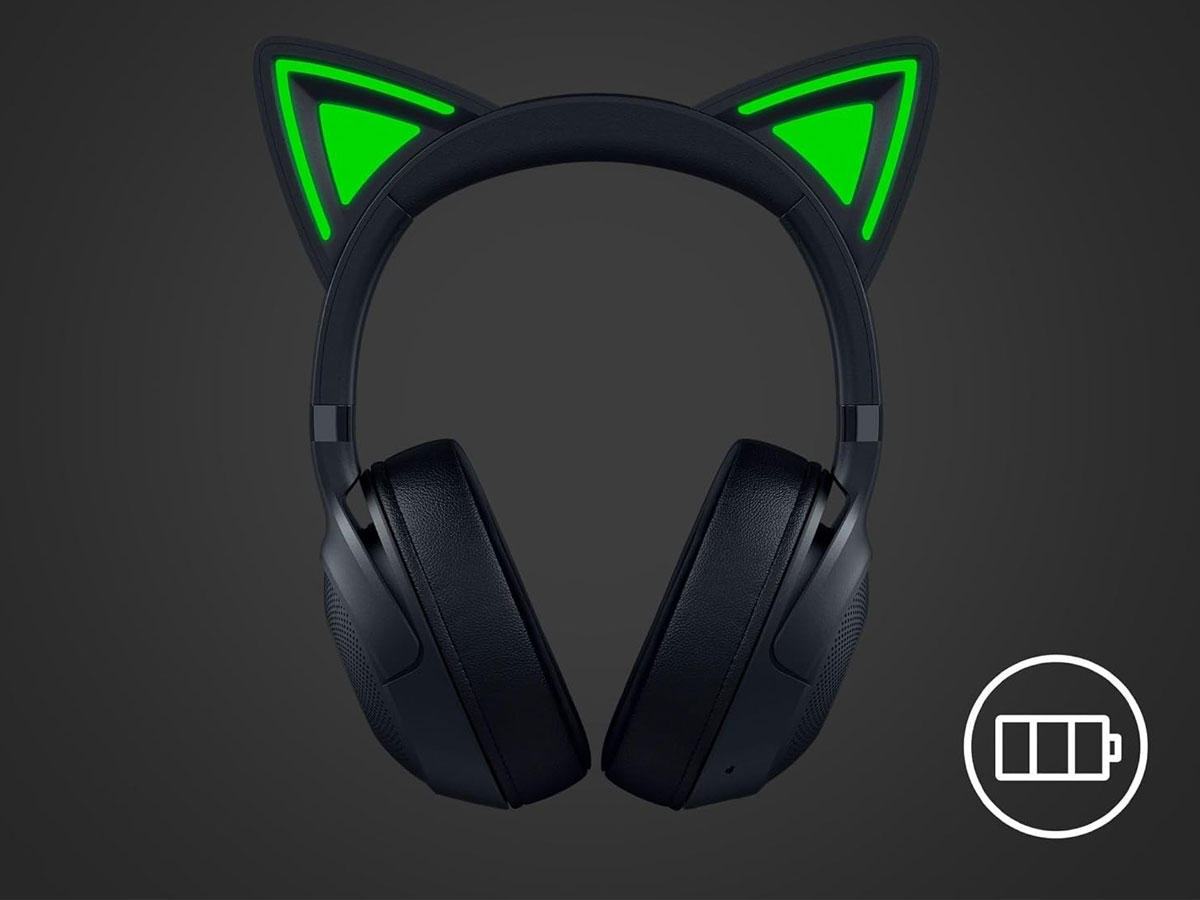 Zubehör für Gaming: Razer Kraken Kitty V2 BT Black - Bis zu 40 Stunden Akkulaufzeit
