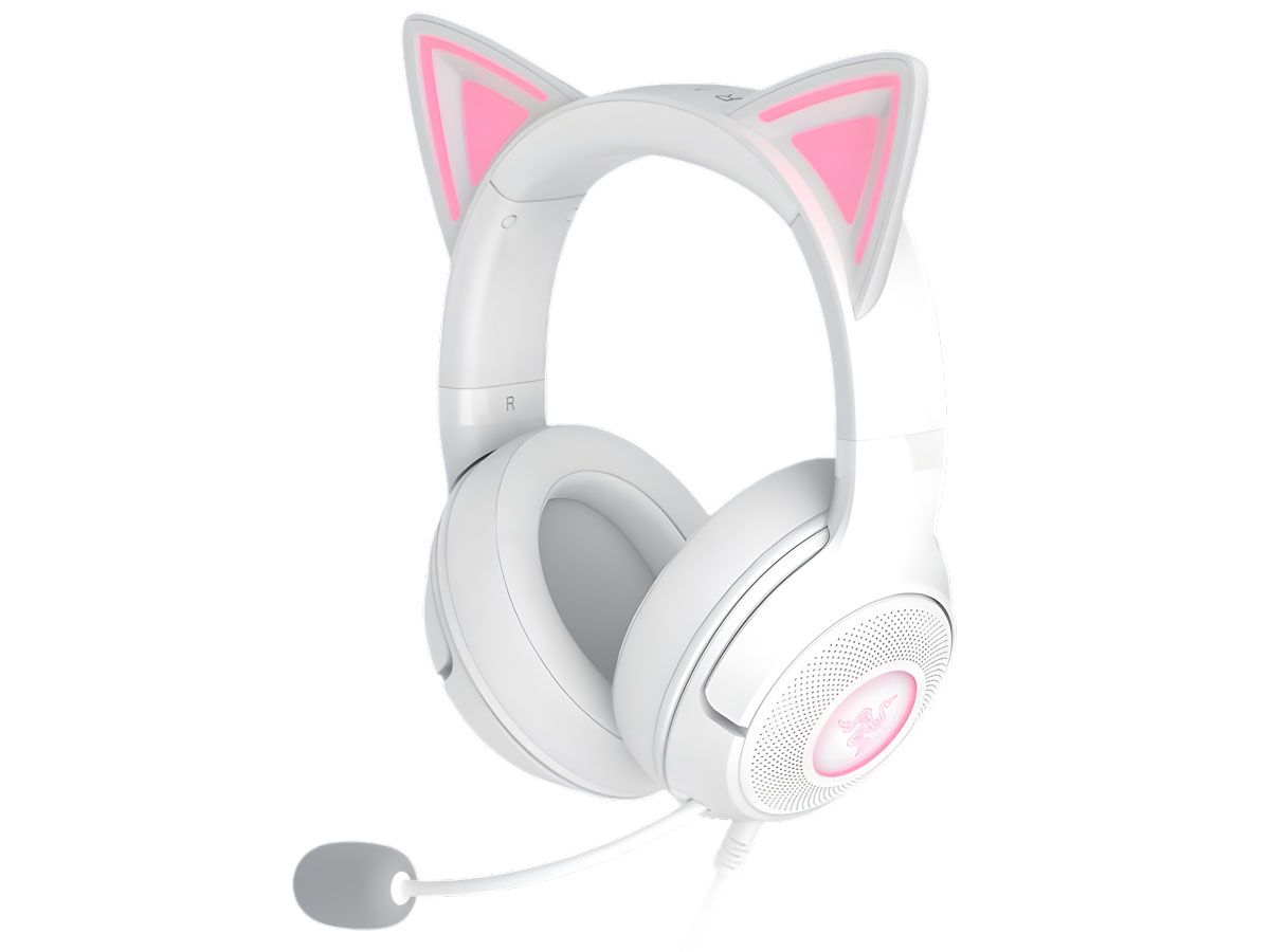 Zusatzgerät Kopfhörer Razer Kraken Kitty V2 White - Frontansicht im Winkel