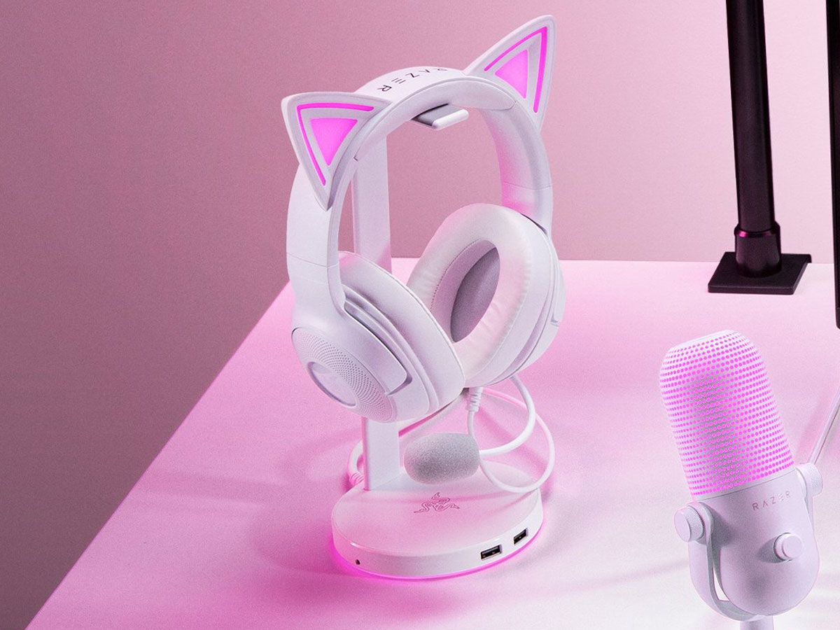 Zusatzgerät Kopfhörer Razer Kraken Kitty V2 White - Lifestyle-Grafik