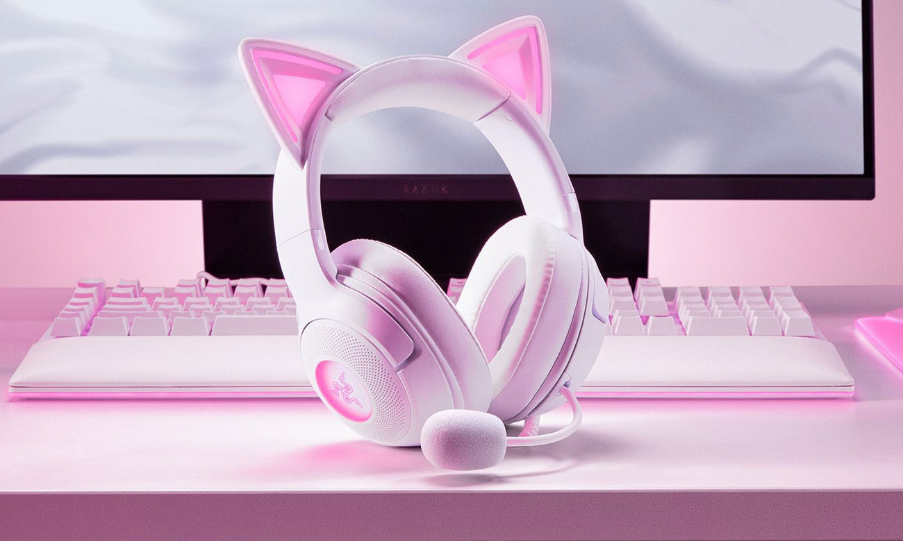 Zusatzgerät Kopfhörer Razer Kraken Kitty V2 White - Lifestyle-Grafik