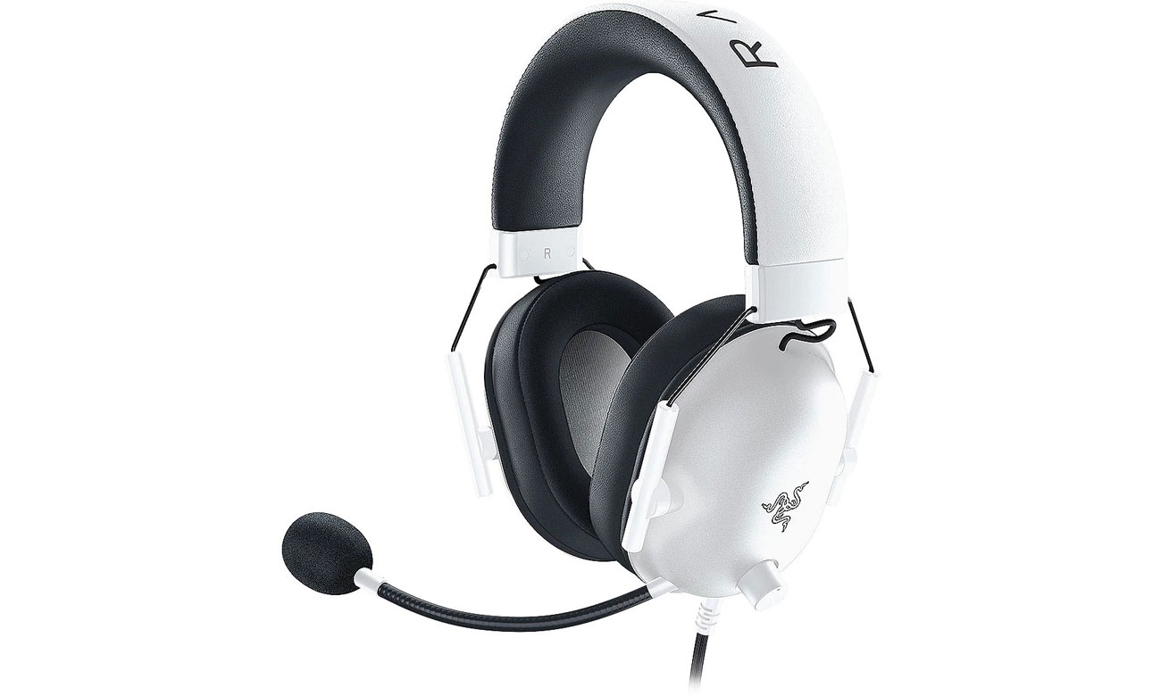 Razer Blackshark V2 X White Headset - Vorder- und Seitenansicht