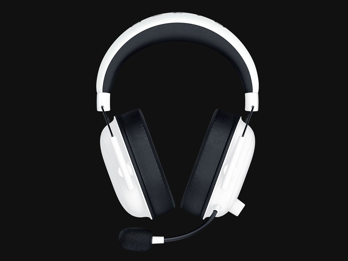 Zusatzgerät Kopfhörer Razer BlackShark V2 HyperSpeed Weiß - Frontansicht, Grafik mit Hintergrund