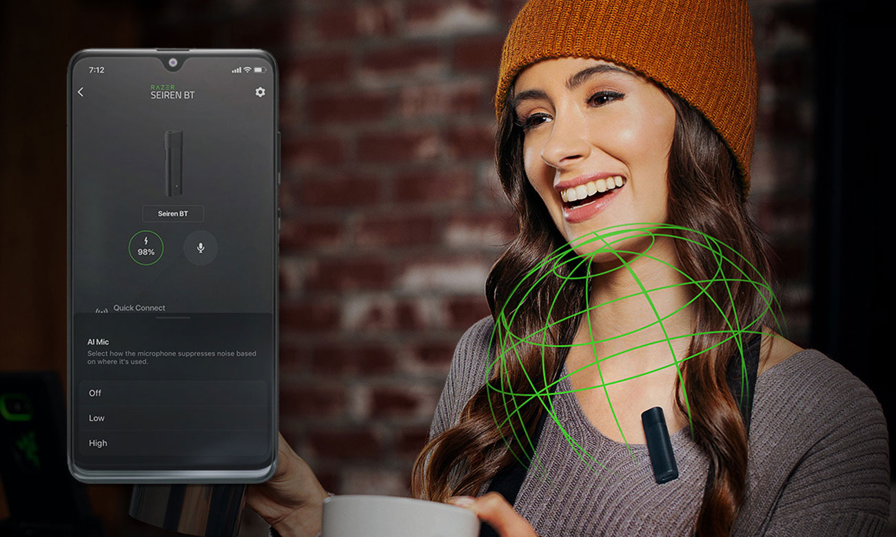 Drahtloses Ansteckmikrofon Razer Seiren BT - Omnidirektionale Klangaufnahme