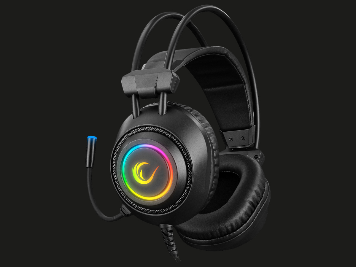 Zestaw słuchawkowy Rampage Raging Plus 7.1 RGB - Widok ogólny, grafika z tłem