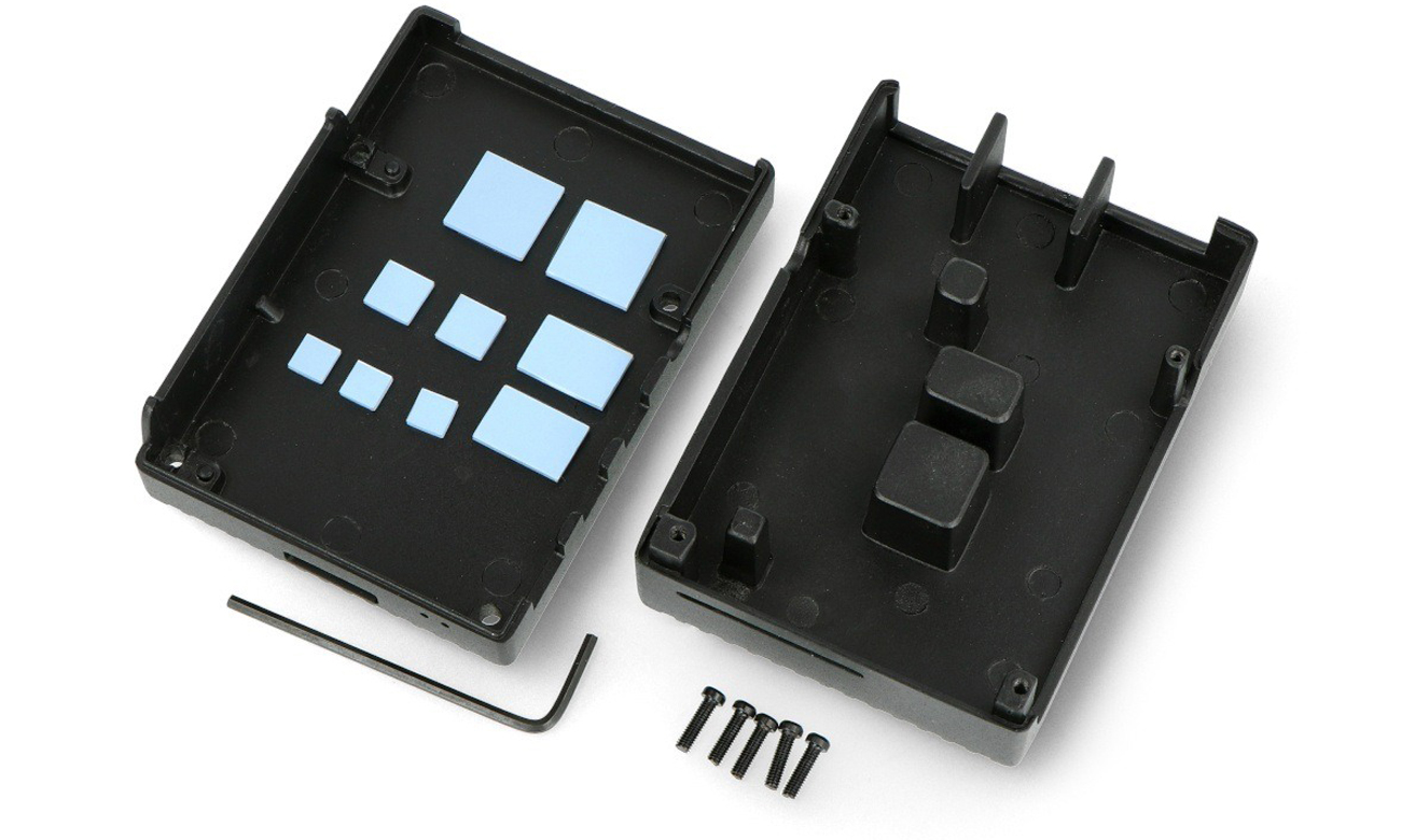 Aluminiumgehäuse mit Aussparungen für Raspberry Pi 4B Schwarz – Lieferumfang
