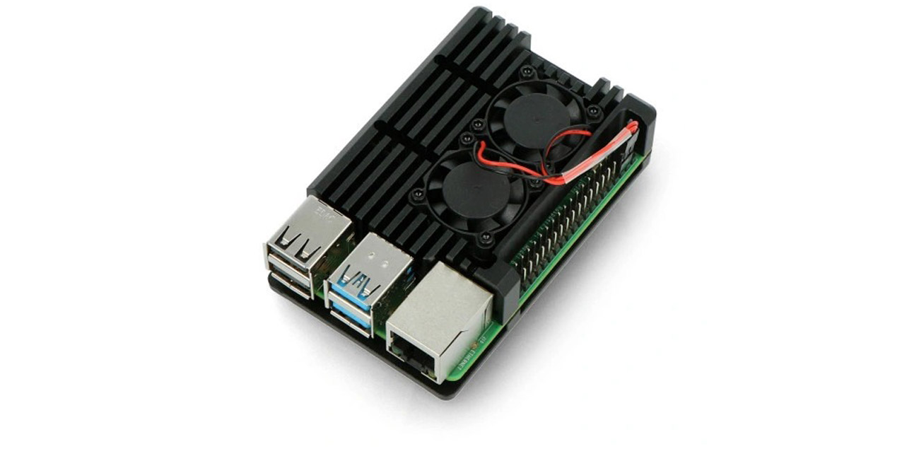 Aluminiumgehäuse justPi für Raspberry Pi 4B mit zwei Lüftern