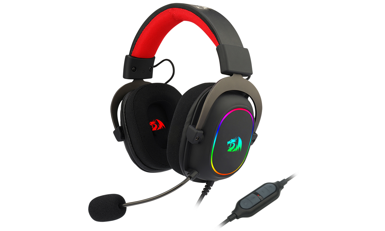 Kabelloses Headset Redragon H510 RGB Zeus Schwarz - Vorderansicht im Winkel