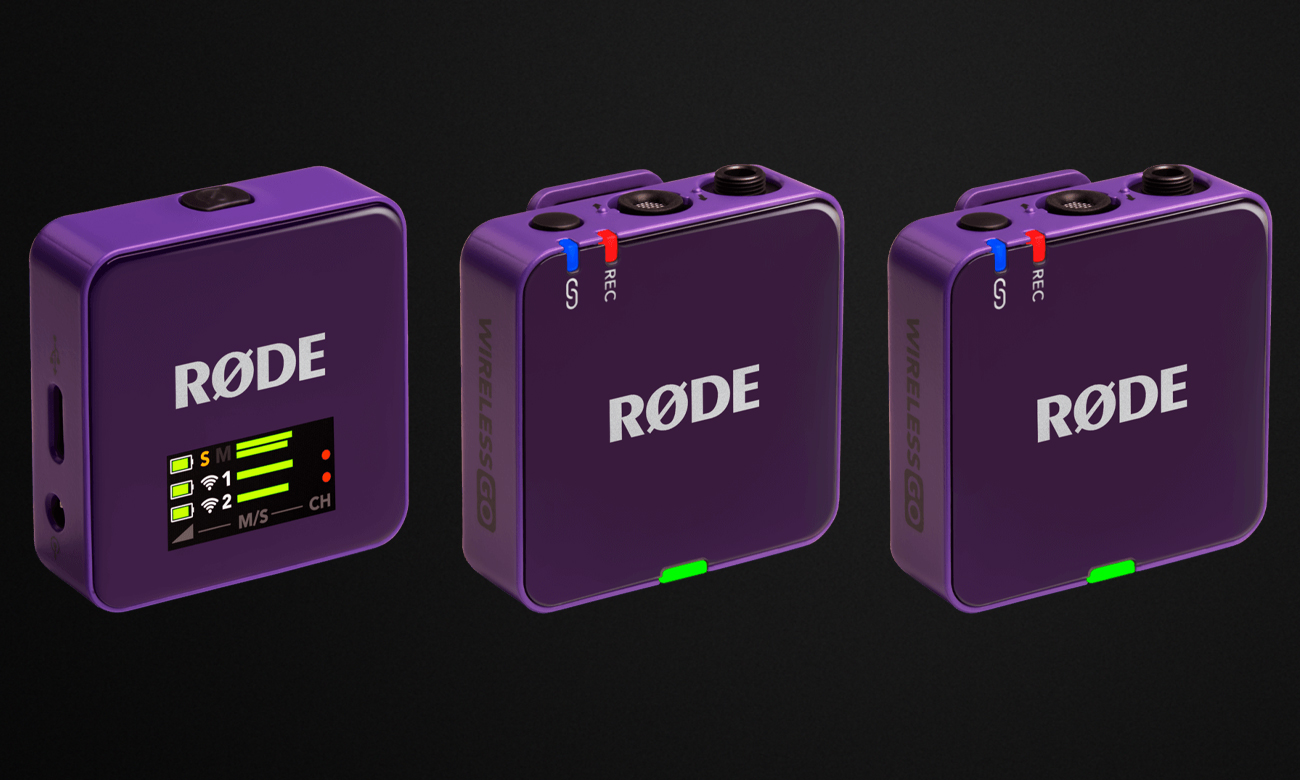 RØDE Wireless GO (Gen 3) Lila - Grafik mit Hintergrund