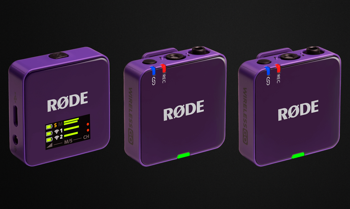 RØDE Wireless GO (Gen 3) Lila - Grafik mit Hintergrund