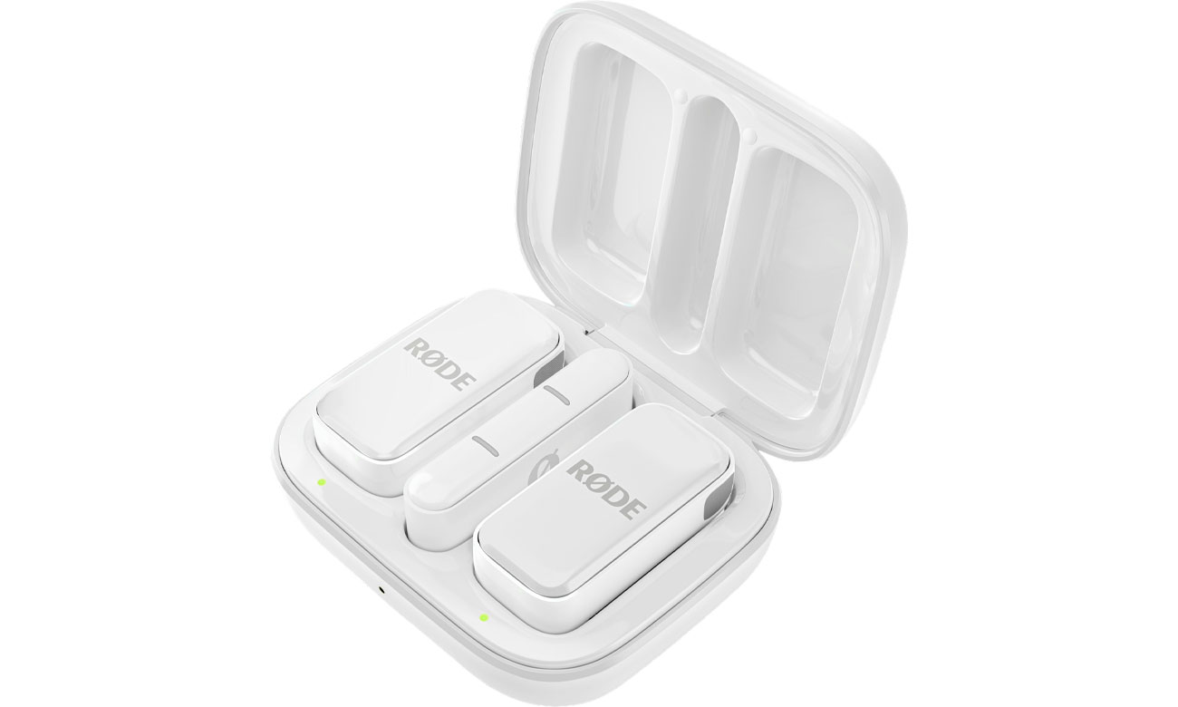 RØDE Wireless Micro USB-C Weiß - Gesamtansicht aus einem Winkel