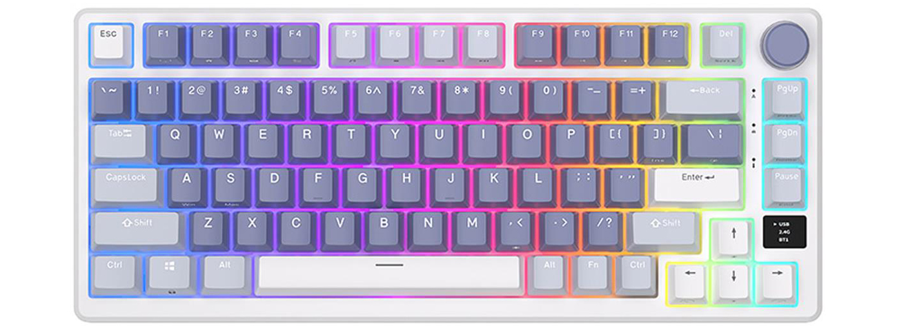 Tastatur Royal Kludge RKM75 RGB (Silver switch) - Blau