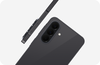 Darstellung der Rückseite des Telefons sowie der schlanken Form des Telefons in schwarzer Farbe