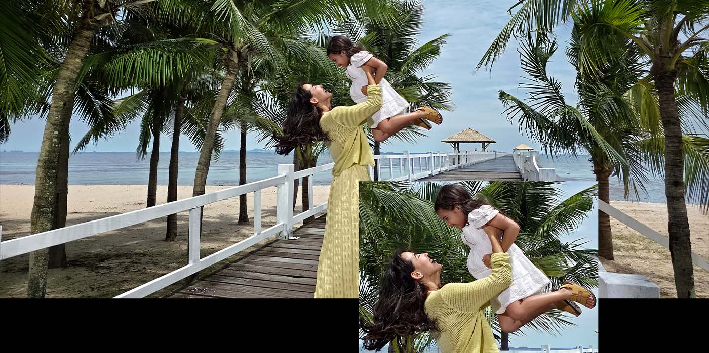 Ein Foto von Menschen und Landschaft, aufgenommen mit der 200-MP-Hauptkamera des Galaxy Z Fold7. Die Details sind klar und realistisch.