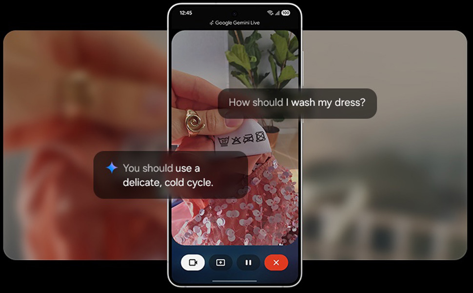 Die Funktion Gemini Live ist mit der gewählten Option Talk Live aktiviert. Danach wird das Bild als Anhang an Gemini Live gesendet. Gemini Live analysiert das Bild und man kann in natürlicher Sprache über dessen Inhalt sprechen.
