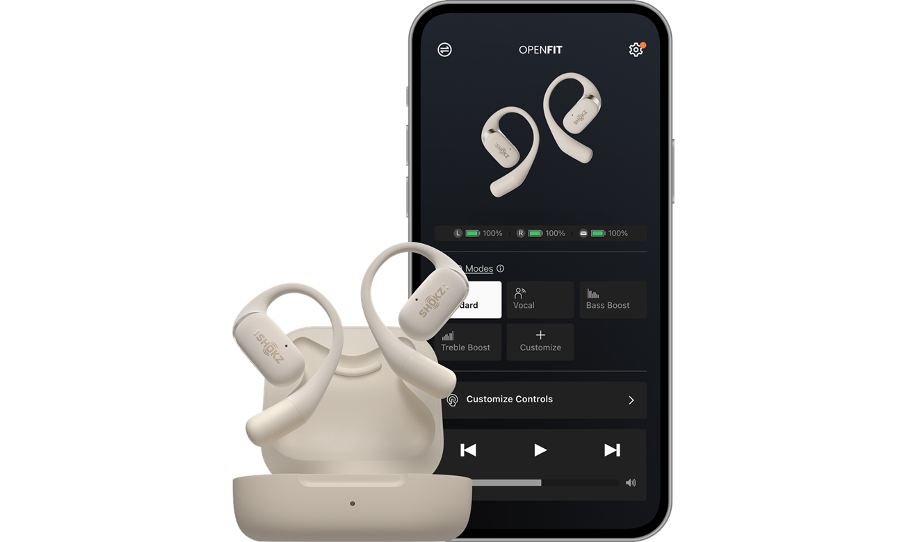 Drahtlose Kopfhörer Shokz OpenFit Beige