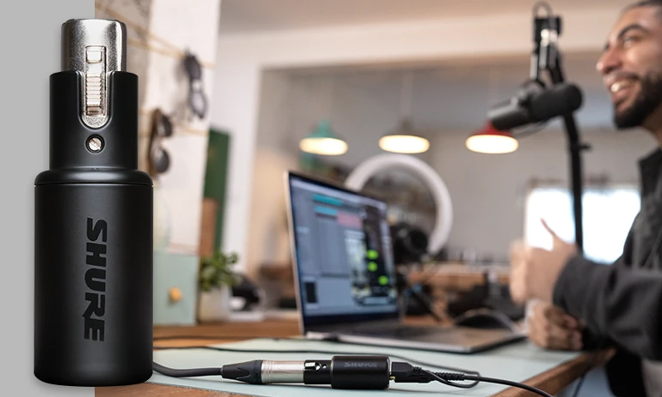 Einkanaliger Shure MVX2U XLR-USB-Interface mit Kopfhörerausgang - Lifestyle-Grafik
