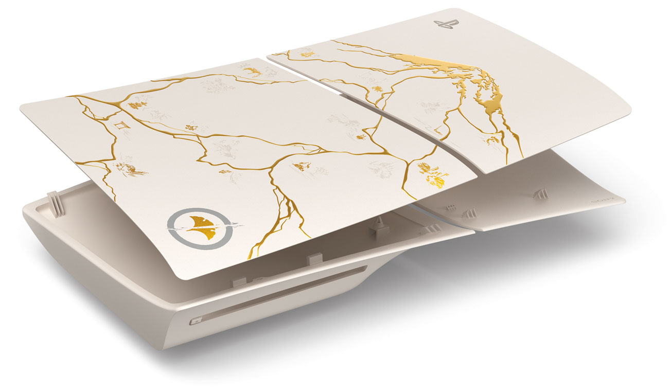 PlayStation 5 Konsolenabdeckung – Limited Edition Gold Ghost of Yōtei – Gesamtansicht