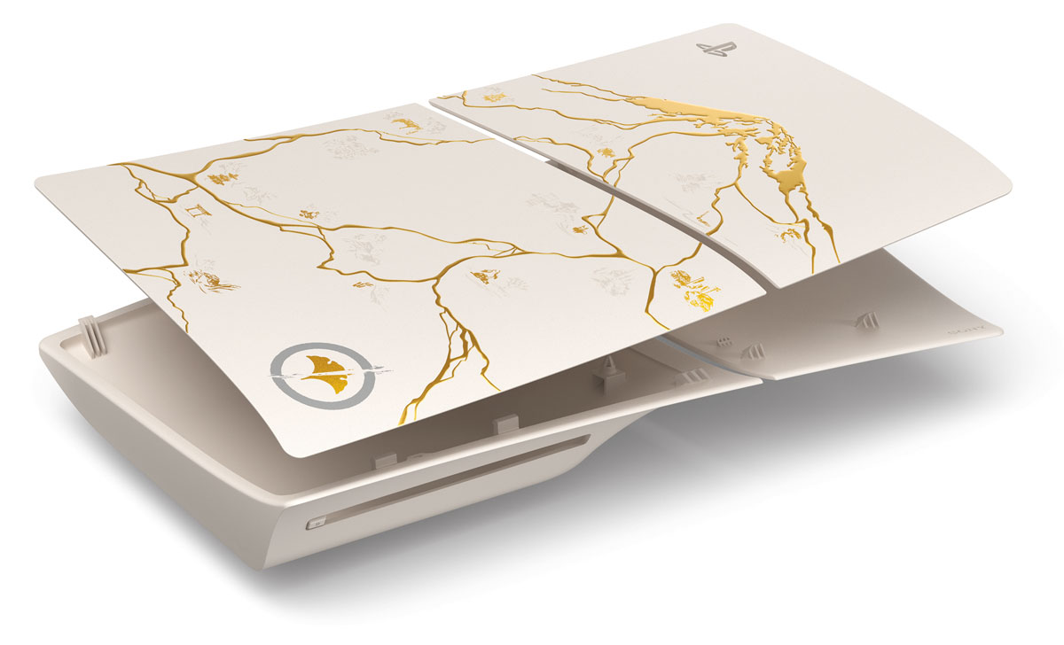 PlayStation 5 Konsolenabdeckung – Limited Edition Gold Ghost of Yōtei – Gesamtansicht