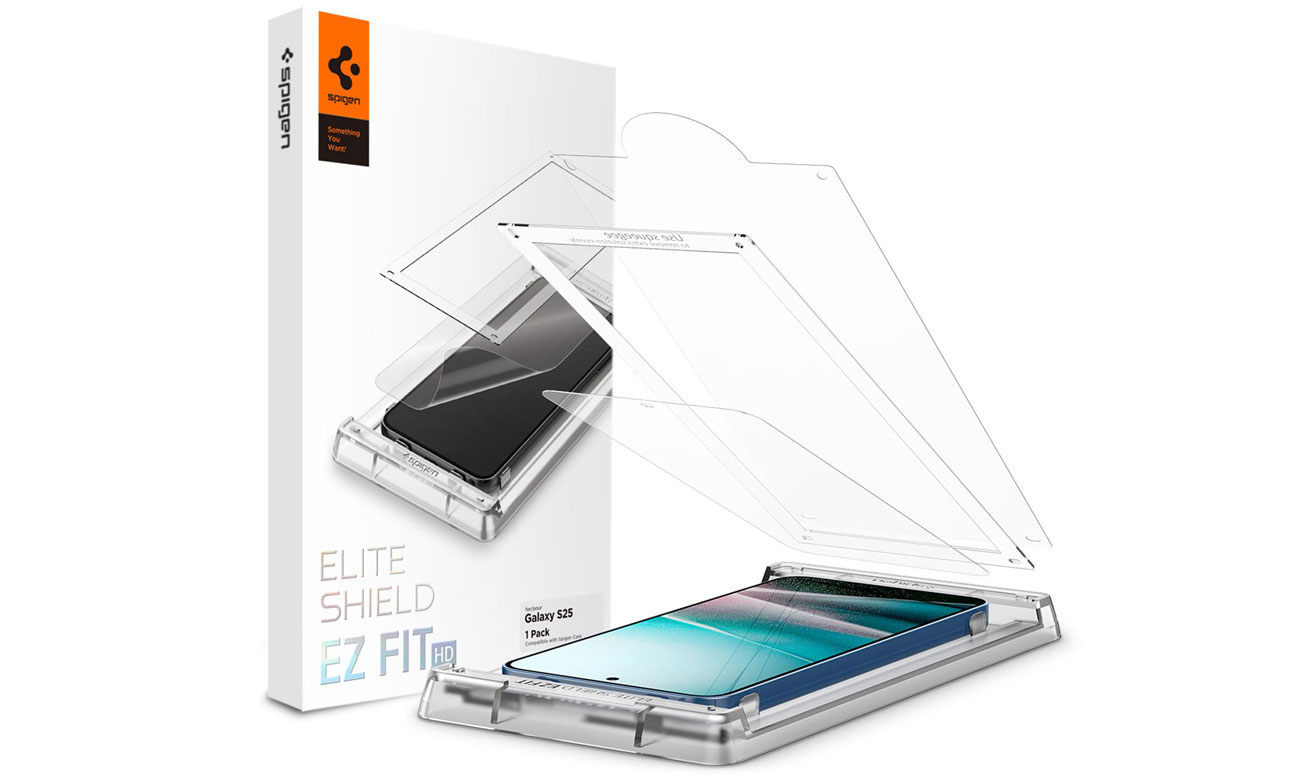 Spigen Elite Shield ”Ez Fit” für Samsung Galaxy S25 Clear