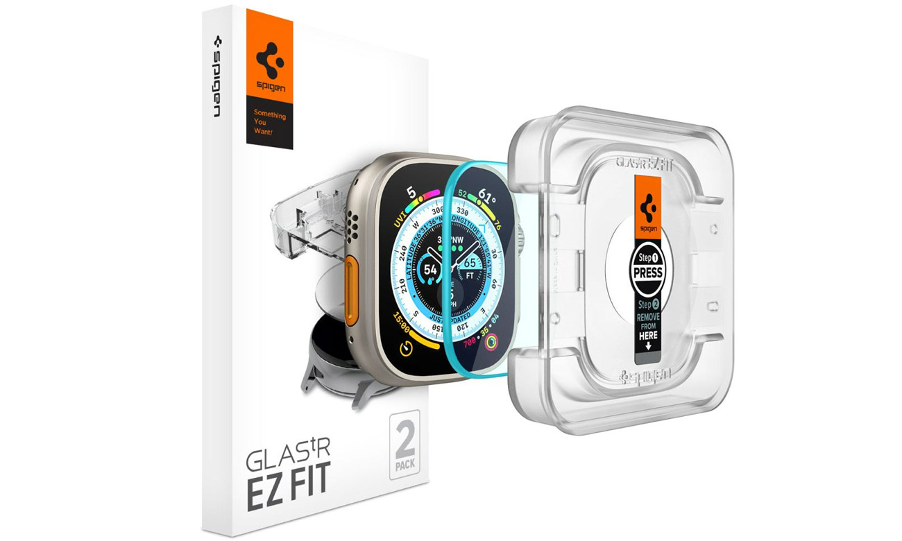 Gehärtetes Glas Spigen Glas.TR EZ-FIT 2er-Pack für Apple Watch