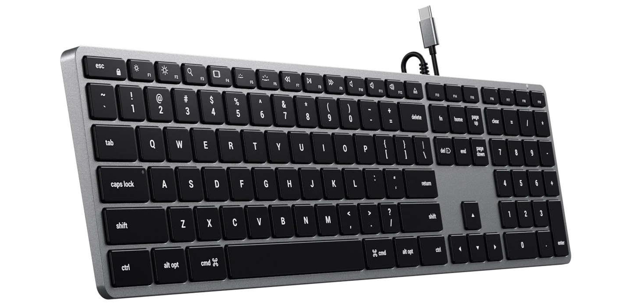 Satechi Slim W3 Backlit Wired Ansicht von oben im Winkel