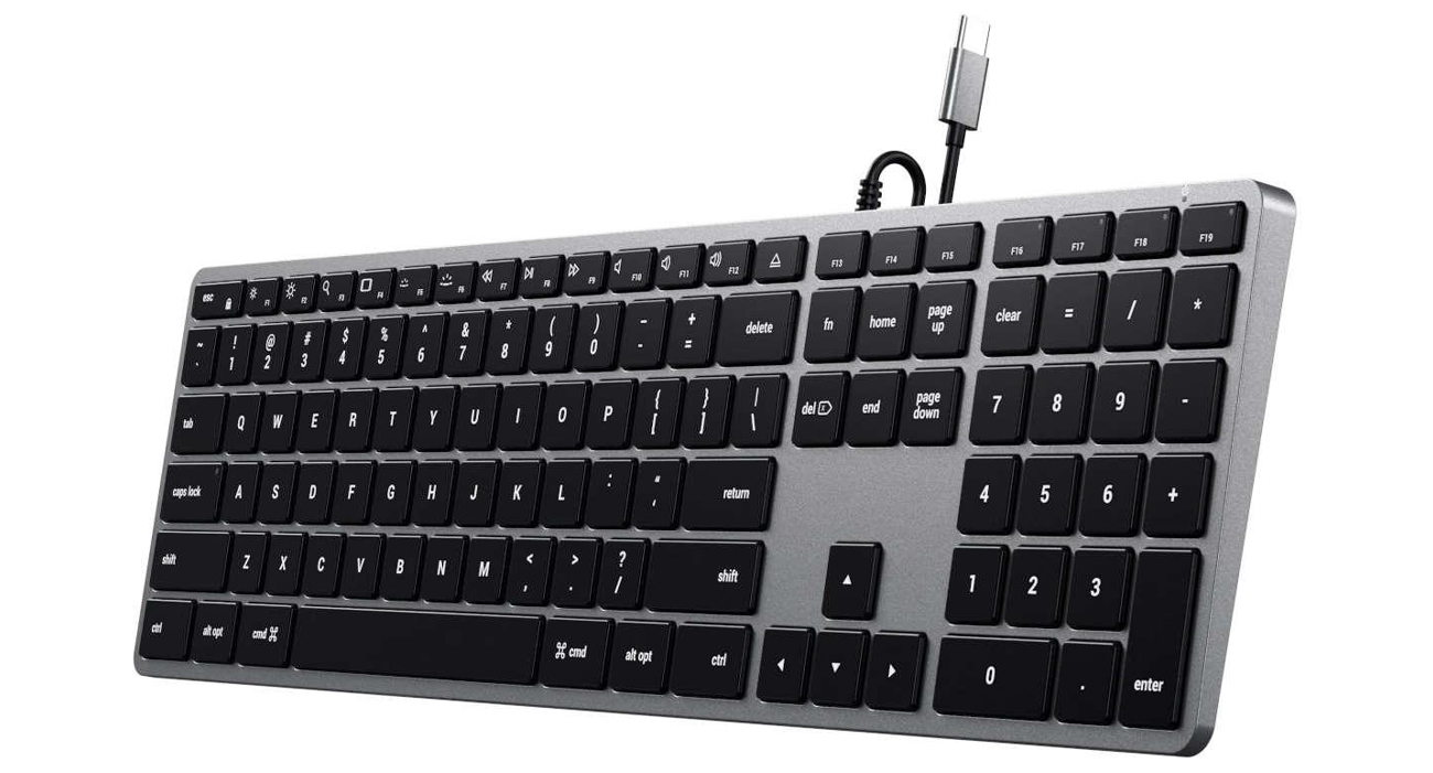 Satechi Slim W3 Backlit Wired Ansicht von oben im Winkel