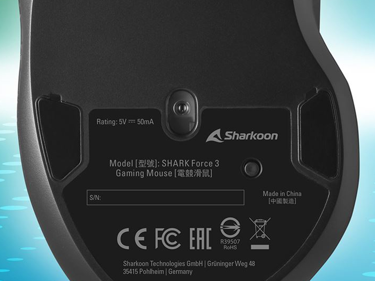 Kabelgebundene Maus Sharkoon SHARK Force 3 Black