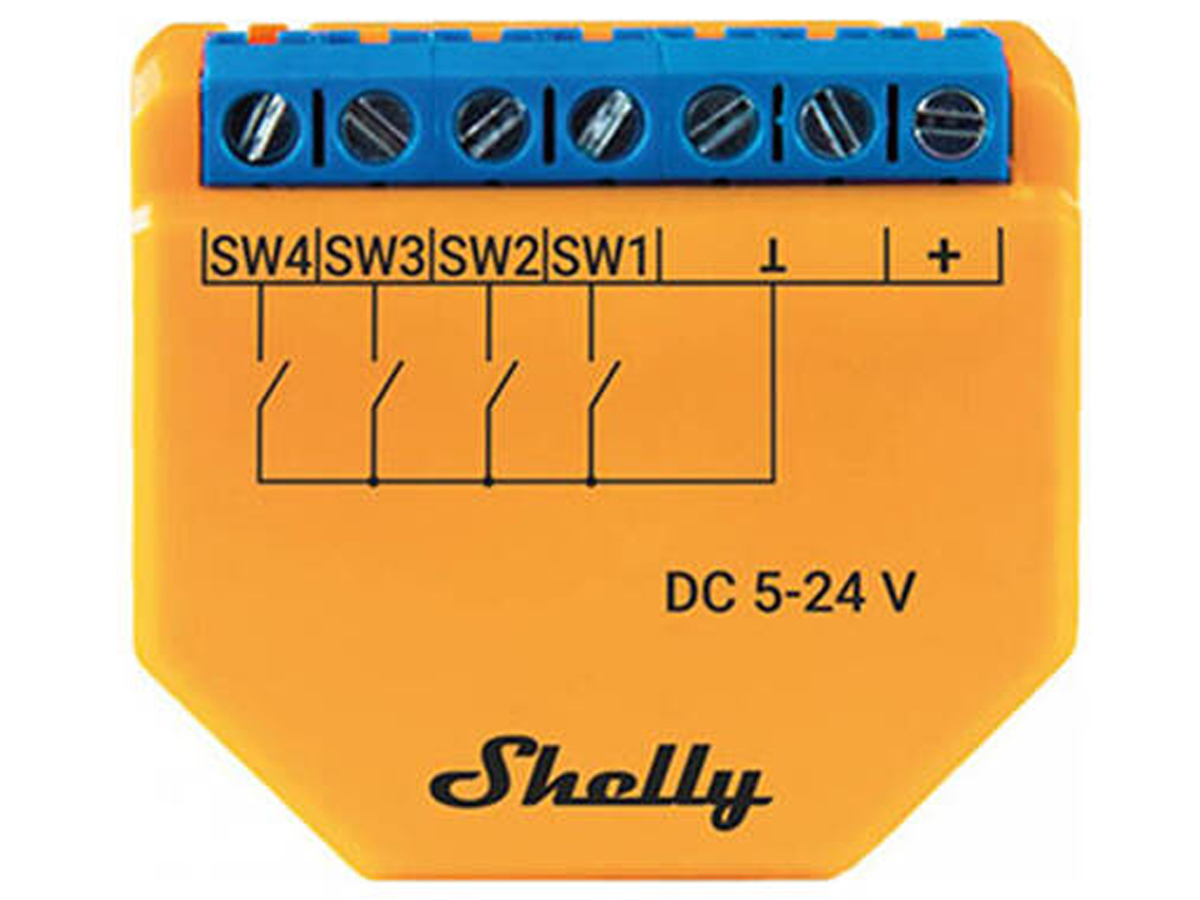 Shelly PLUS i4 DC WLAN Szenen-Controller/Auslöser, Spannung 5–24 V DC