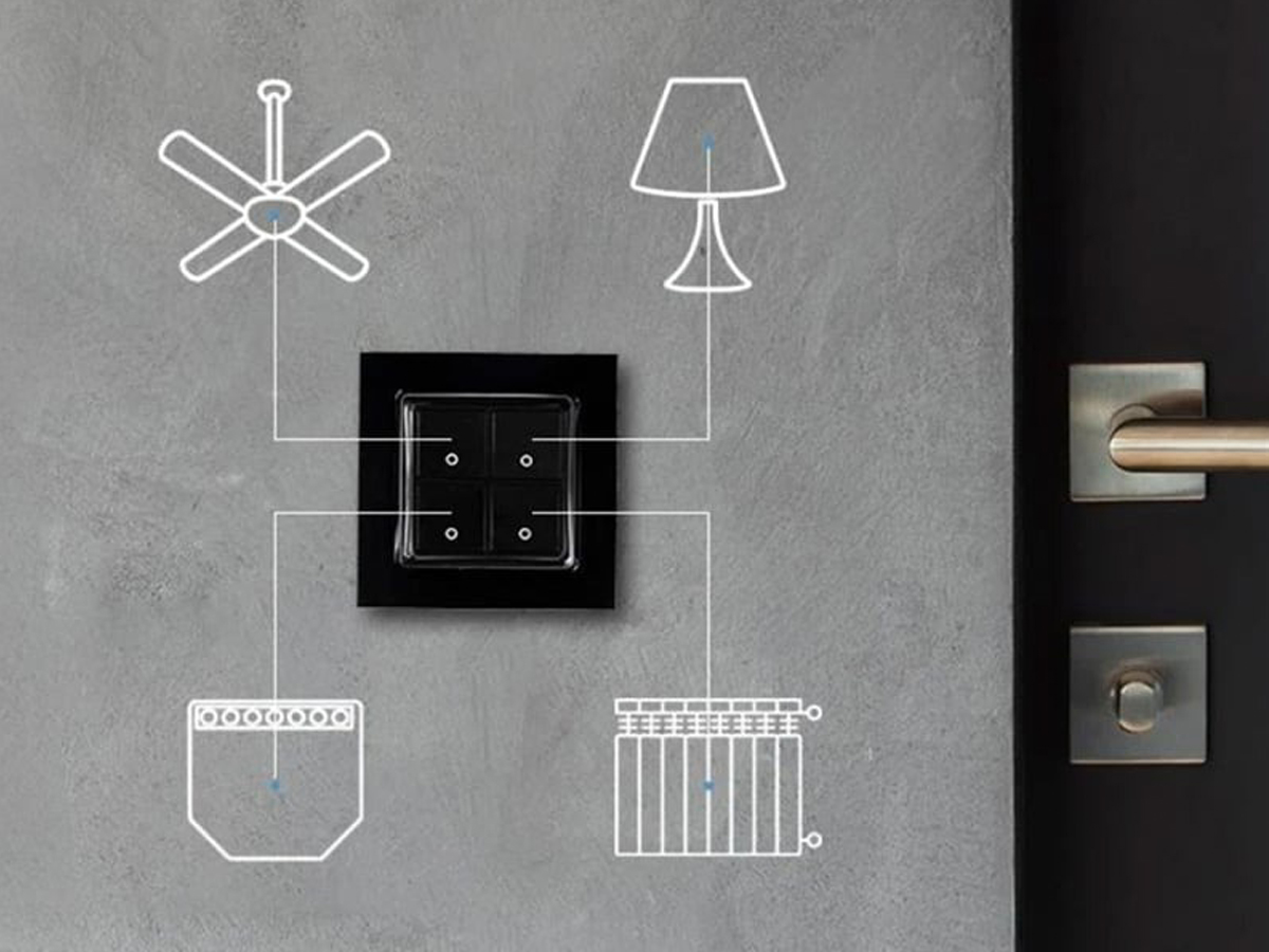Shelly Wandschalter mit 4 Tasten – Schwarz – Grafik