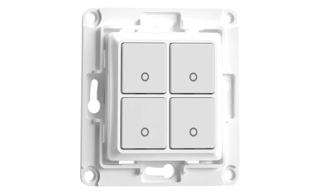 Włącznik ścienny Shelly Wall Switch 4 przyciski Biały - Widok od przodu pod kątem