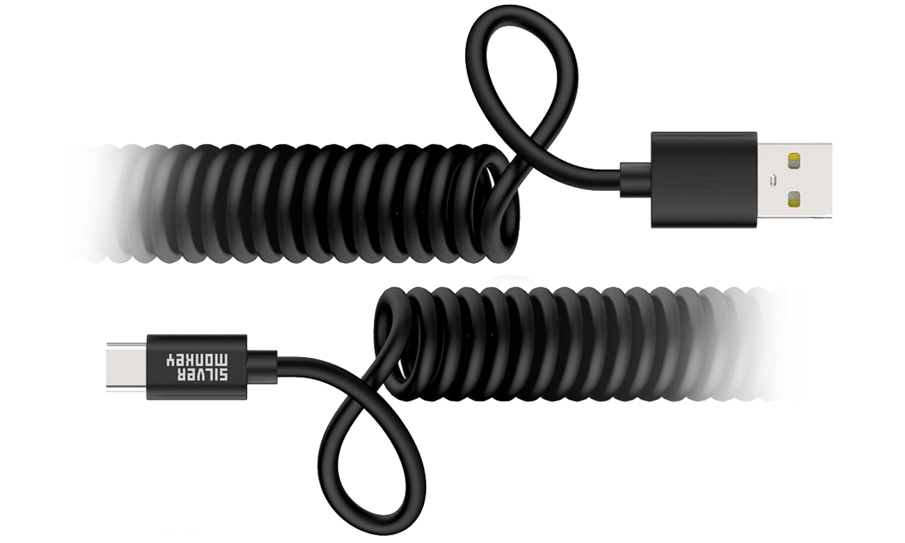Silver Monkey X Spiralkabel USB-A auf USB-C 1m