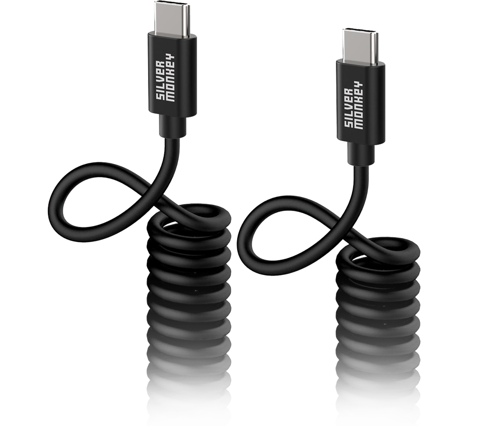 Silver Monkey X Spiralkabel USB-C - Lightning MFI 1m