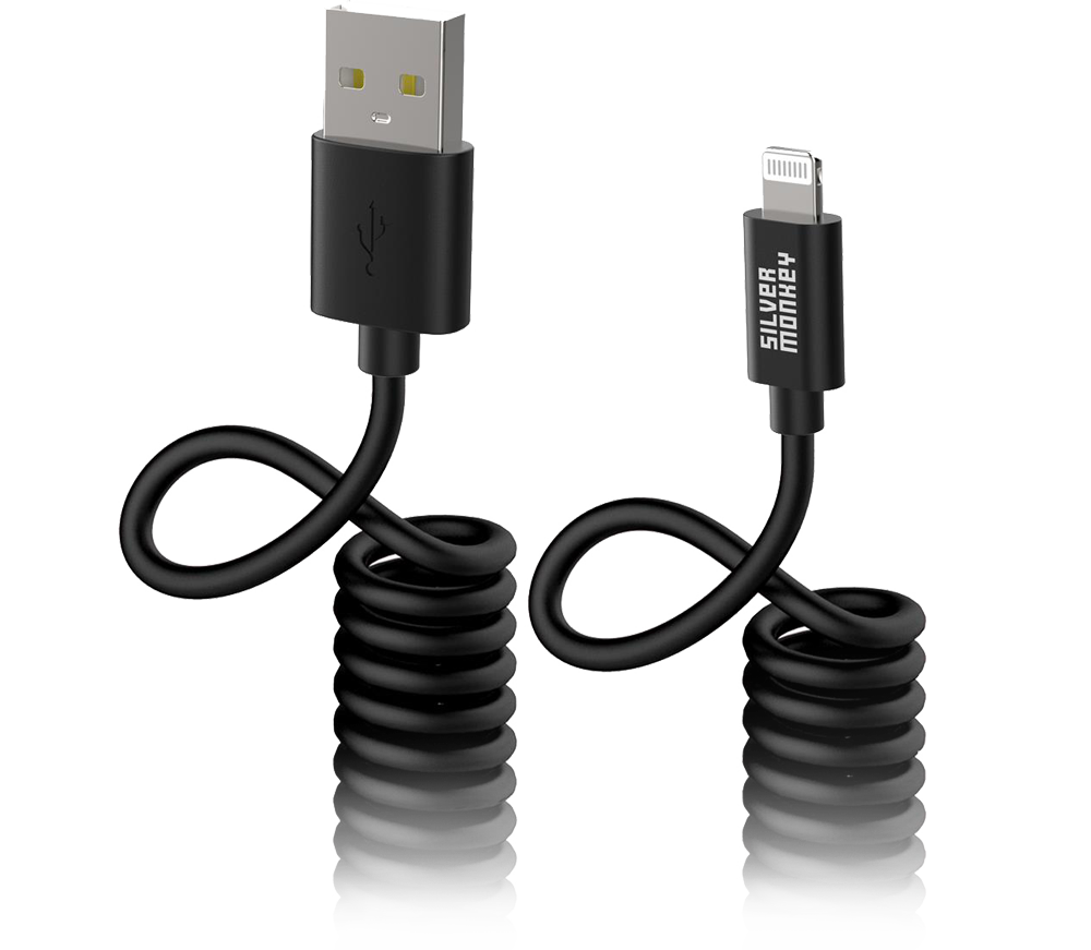 Silver Monkey X Spiralkabel USB-A - Lightning MFI 1m