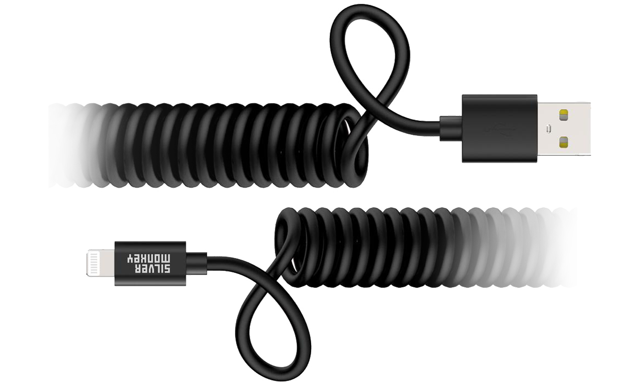 Silver Monkey X Spiralkabel USB-A - Lightning MFI 1m