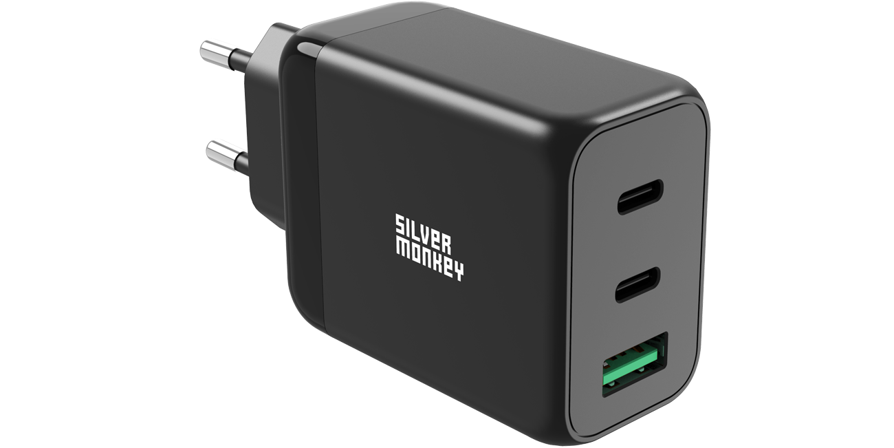 Silver Monkey X GaN 65W USB-C PD + USB 3.0 QC B Netzladegerät