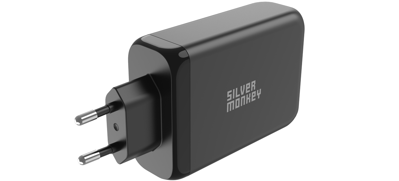 Silver Monkey X GaN-Netzladegerät 130W USB-C PD + USB 3.0 QC B