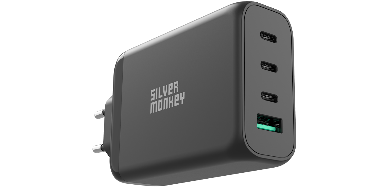 Silver Monkey X GaN-Netzladegerät 130W USB-C PD + USB 3.0 QC B