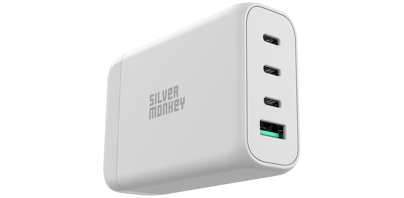 Silver Monkey X GaN-Ladegerät 130W USB-C PD + USB 3.0 QC W