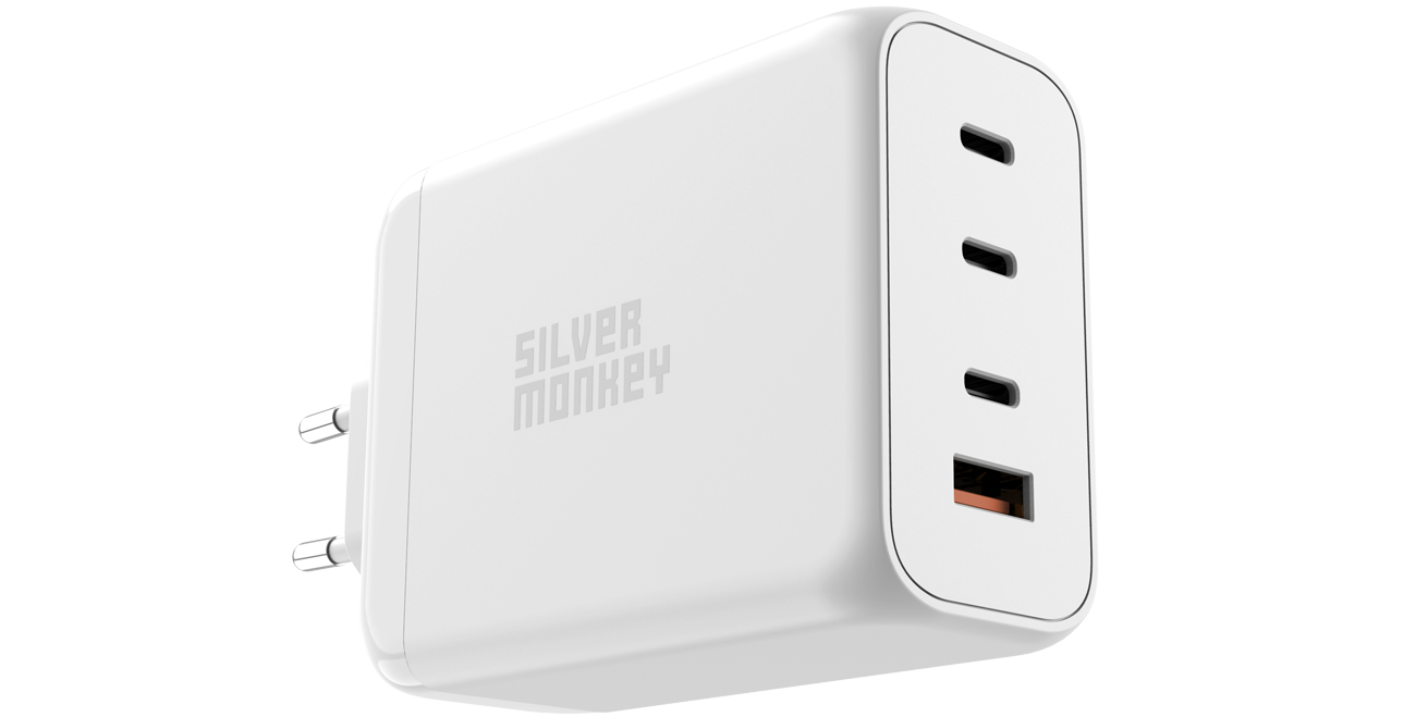 Silver Monkey X GaN-Netzladegerät 200W USB-C PD + USB 3.0 QC W