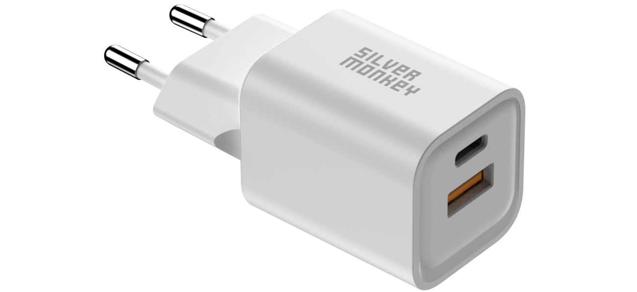 Silver Monkey X GaN 35W USB-C PD, USB-A QC W Netzladegerät