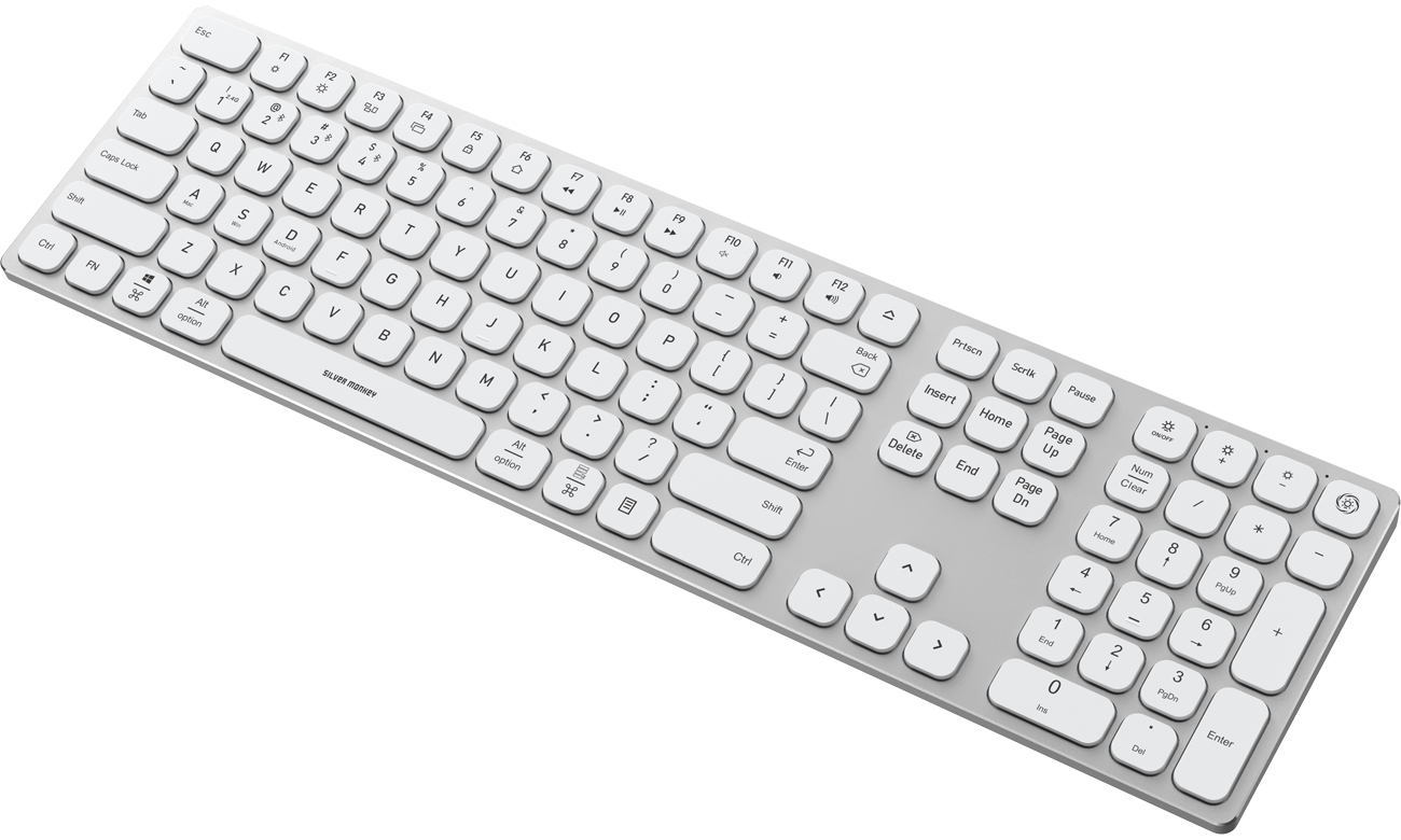 Kabellose Tastatur Silver Monkey Alu Keys Premium Backlight White