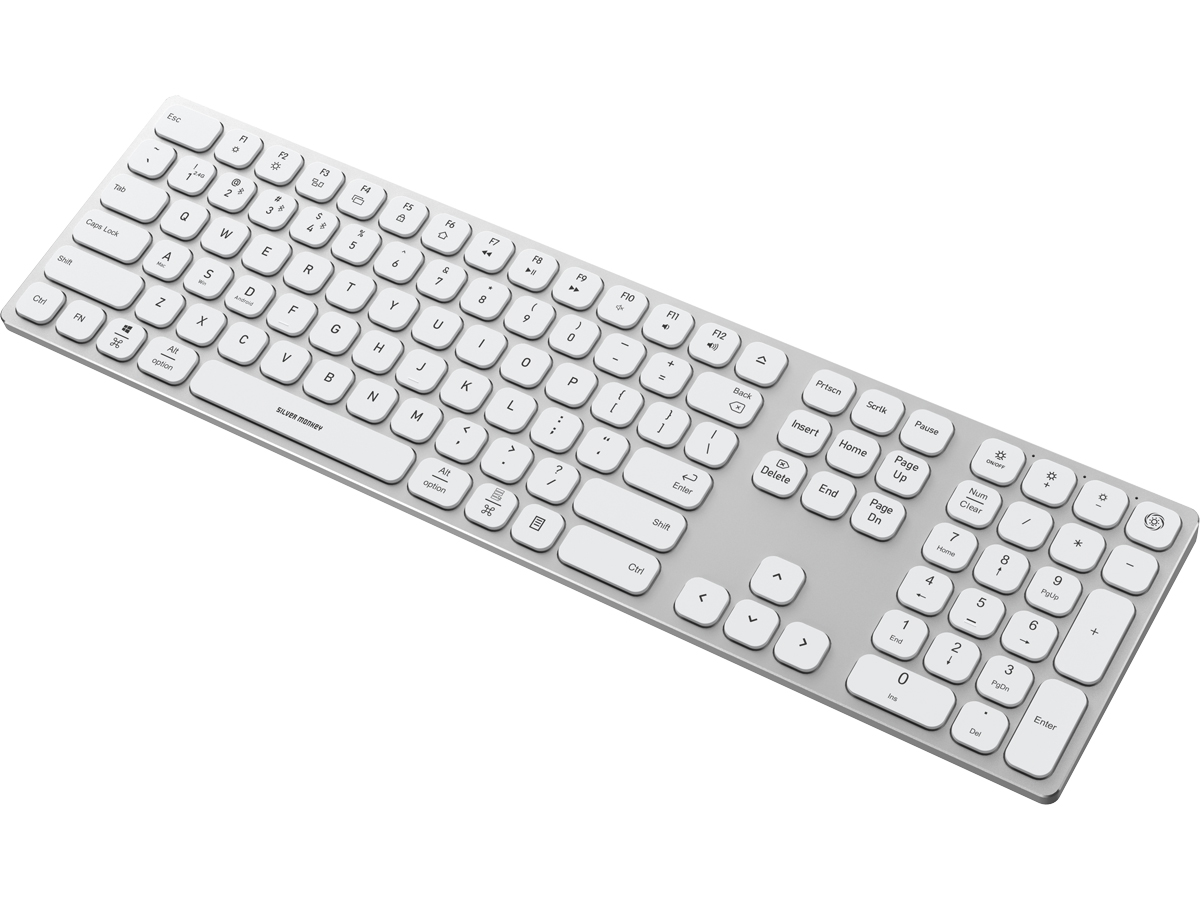 Kabellose Tastatur Silver Monkey Alu Keys Premium Backlight White