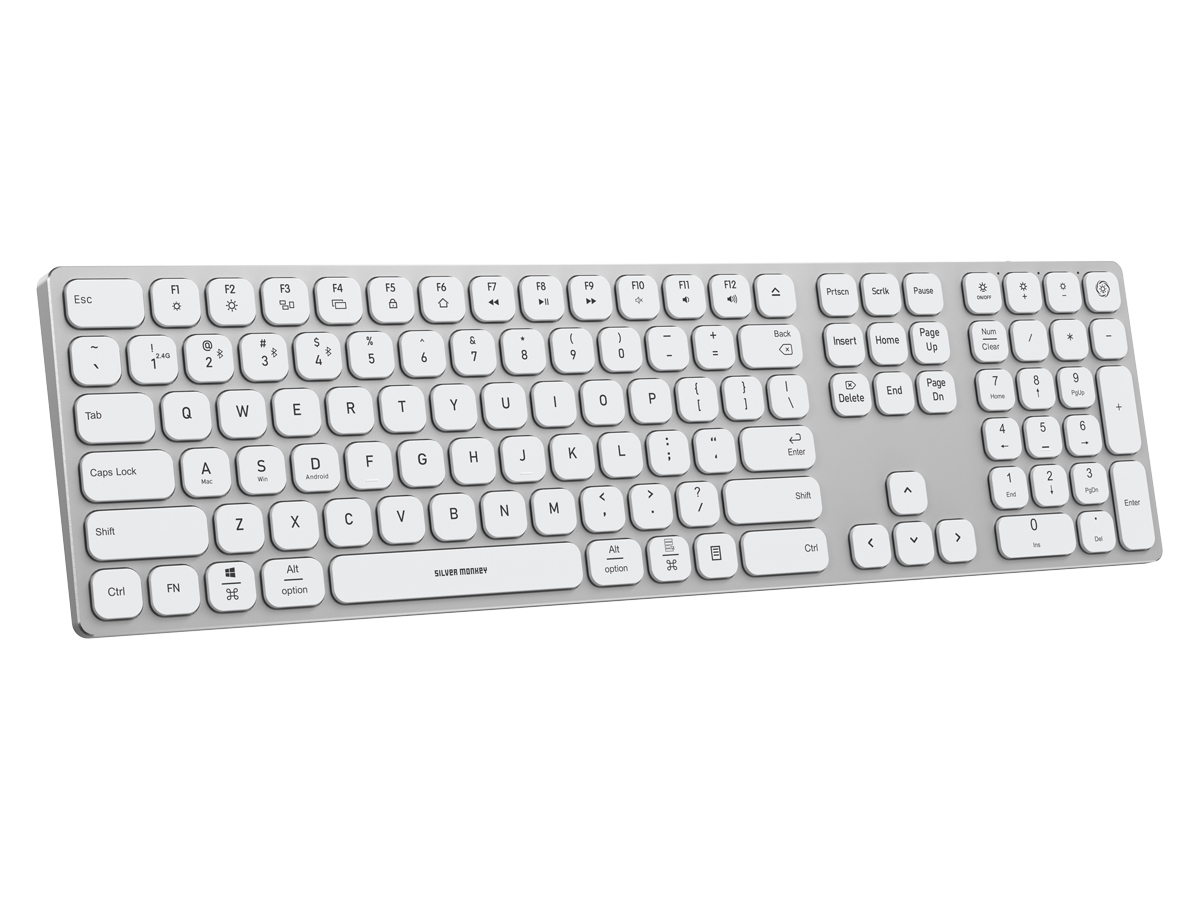 Kabellose Tastatur Silver Monkey Alu Keys Premium Backlight White